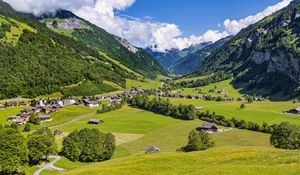 Preview wallpaper valley, houses, village, mountains