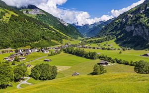 Preview wallpaper valley, houses, village, mountains