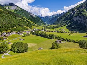 Preview wallpaper valley, houses, village, mountains