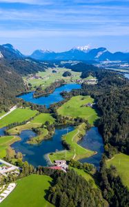 Preview wallpaper valley, lake, trees, forest, mountains