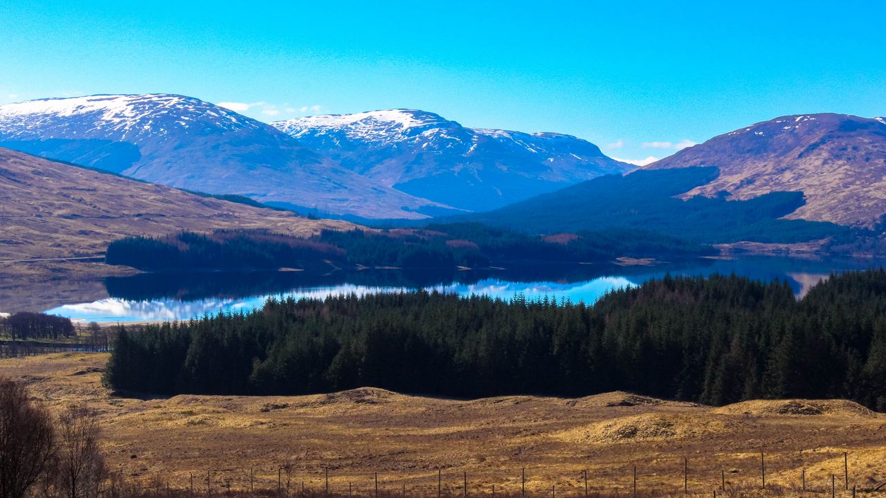 Wallpaper valley, lake, trees, mountains, landscape