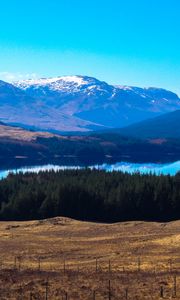 Preview wallpaper valley, lake, trees, mountains, landscape