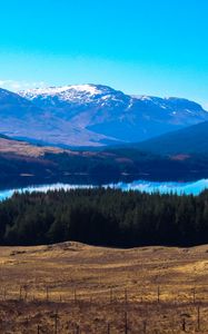 Preview wallpaper valley, lake, trees, mountains, landscape