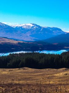 Preview wallpaper valley, lake, trees, mountains, landscape