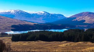 Preview wallpaper valley, lake, trees, mountains, landscape