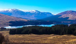 Preview wallpaper valley, lake, trees, mountains, landscape