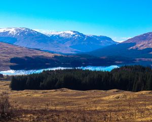 Preview wallpaper valley, lake, trees, mountains, landscape