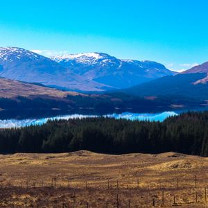 Preview wallpaper valley, lake, trees, mountains, landscape