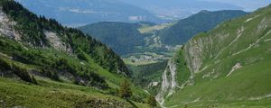 Preview wallpaper valley, landscape, mountains, grass