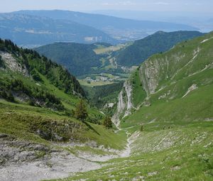 Preview wallpaper valley, landscape, mountains, grass