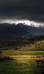 Preview wallpaper valley, mountain, light, landscape, dark