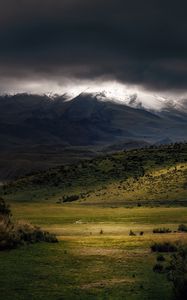 Preview wallpaper valley, mountain, light, landscape, dark