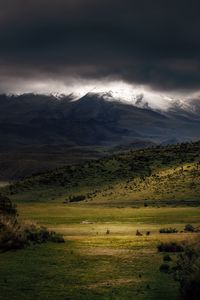 Preview wallpaper valley, mountain, light, landscape, dark