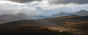 Preview wallpaper valley, mountains, clouds, relief