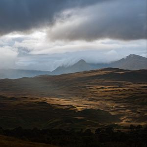 Preview wallpaper valley, mountains, clouds, relief