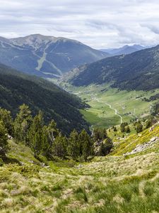 Preview wallpaper valley, mountains, hills, landscape, nature