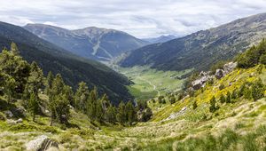 Preview wallpaper valley, mountains, hills, landscape, nature