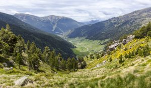 Preview wallpaper valley, mountains, hills, landscape, nature