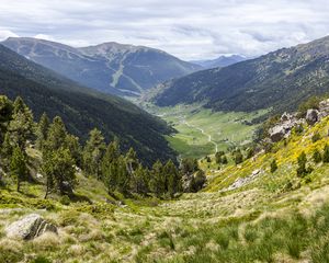 Preview wallpaper valley, mountains, hills, landscape, nature