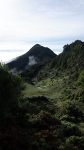 Preview wallpaper valley, mountains, ponds, trees