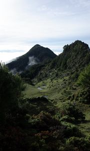 Preview wallpaper valley, mountains, ponds, trees