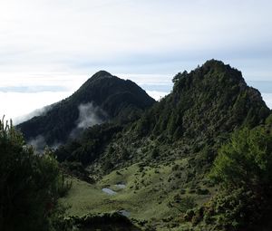 Preview wallpaper valley, mountains, ponds, trees