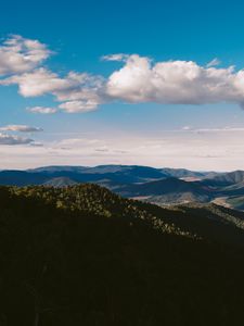 Preview wallpaper valley, mountains, shadows, clouds