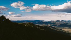 Preview wallpaper valley, mountains, shadows, clouds