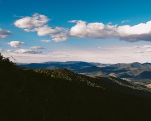 Preview wallpaper valley, mountains, shadows, clouds