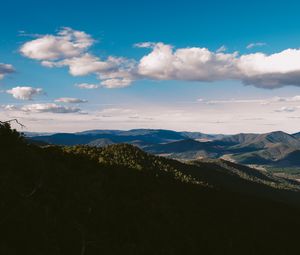 Preview wallpaper valley, mountains, shadows, clouds