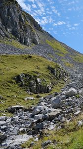 Preview wallpaper valley, mountains, stones, landscape