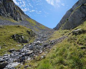 Preview wallpaper valley, mountains, stones, landscape