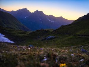 Preview wallpaper valley, mountains, sunrise, nature