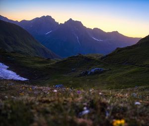 Preview wallpaper valley, mountains, sunrise, nature