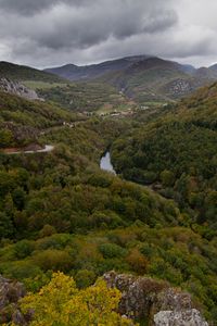 Preview wallpaper valley, mountains, trees, forest, river