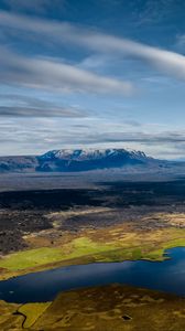 Preview wallpaper valley, pond, mountains, sky, nature