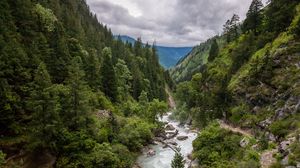 Preview wallpaper valley, river, trees, mountains