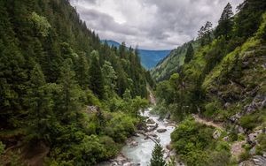 Preview wallpaper valley, river, trees, mountains