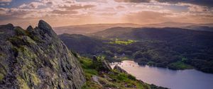 Preview wallpaper valley, rocks, hills, lake