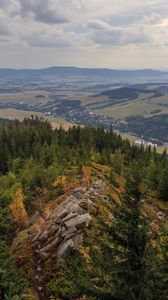 Preview wallpaper valley, rocks, trees, distance