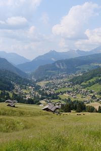 Preview wallpaper valley, slope, nature, houses, mountains