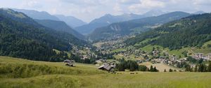 Preview wallpaper valley, slope, nature, houses, mountains