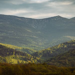 Preview wallpaper valley, slope, trees, mountains