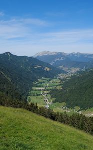 Preview wallpaper valley, trail, hills, trees, landscape