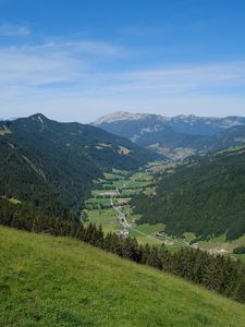 Preview wallpaper valley, trail, hills, trees, landscape