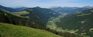 Preview wallpaper valley, trail, hills, trees, landscape