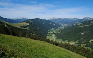 Preview wallpaper valley, trail, hills, trees, landscape