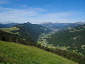 Preview wallpaper valley, trail, hills, trees, landscape