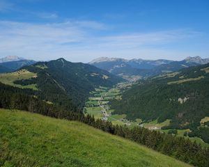 Preview wallpaper valley, trail, hills, trees, landscape