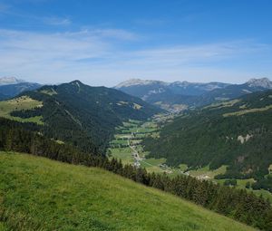 Preview wallpaper valley, trail, hills, trees, landscape